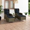 vidaXL 3-delige Loungeset met kussens poly rattan bruin