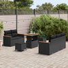 vidaXL Tuinbankenset met kussen 10 pcs Zwart poly rattan