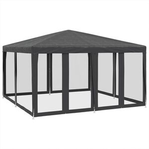 vidaXL Partytent met 8 mesh zijwanden 4x4 m HDPE antracietkleurig