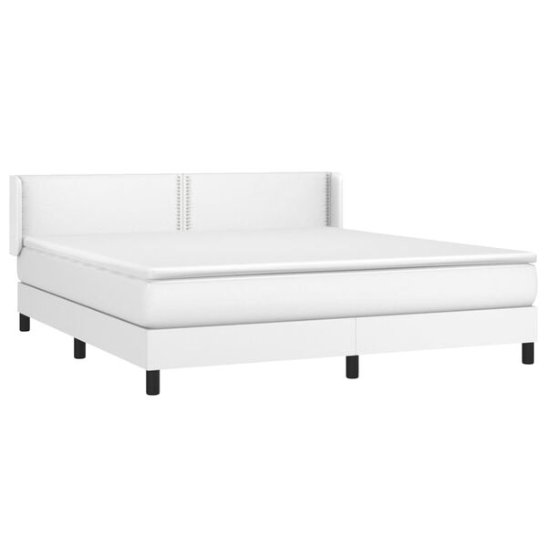 vidaXL Boxspring met matras kunstleer wit 160x200 cm