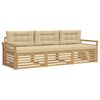 vidaXL Buiten bankenset 3 st Wit en Beige Massief Acaciahout