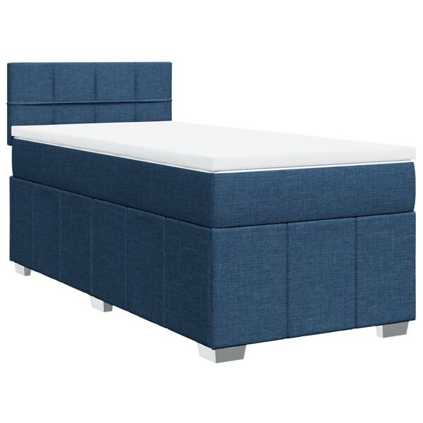 vidaXL Boxspring met matras stof blauw 100x200 cm