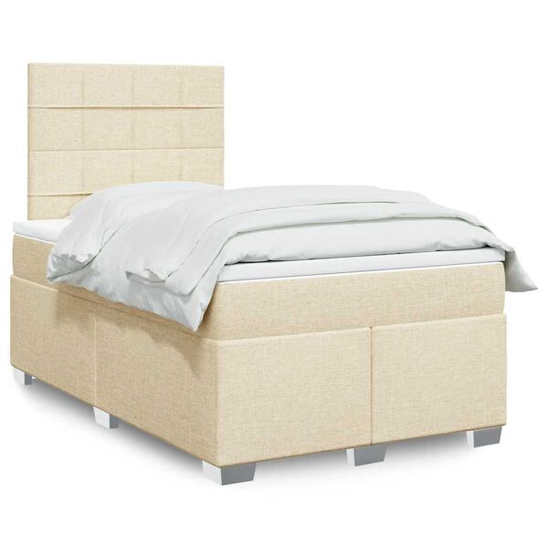 vidaXL Boxspring met matras stof cr&egrave;mekleurig 120x200 cm