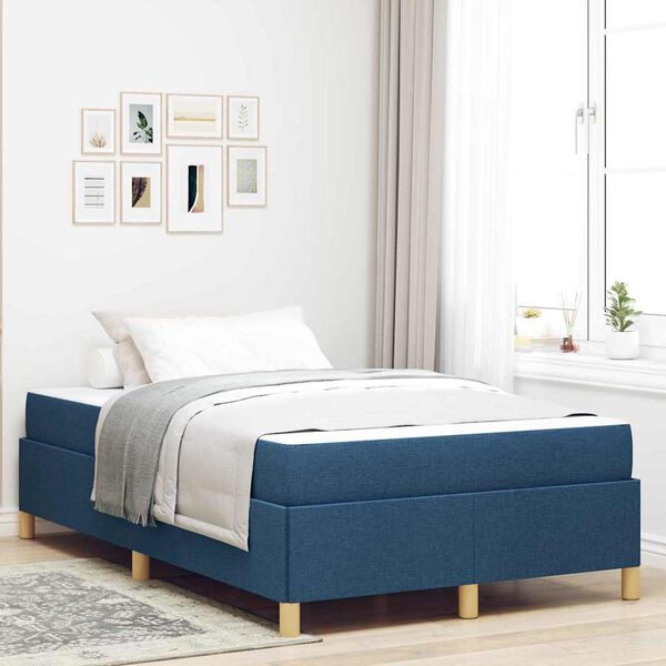 vidaXL Bedframe met matras Blauw 120 x 190 cm Stof