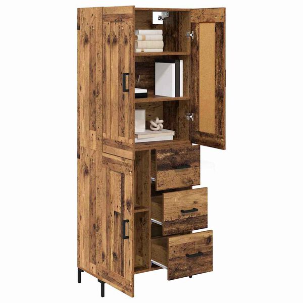 vidaXL Hoge kast met lade 2 pcs Oud Hout Bewerkt hout