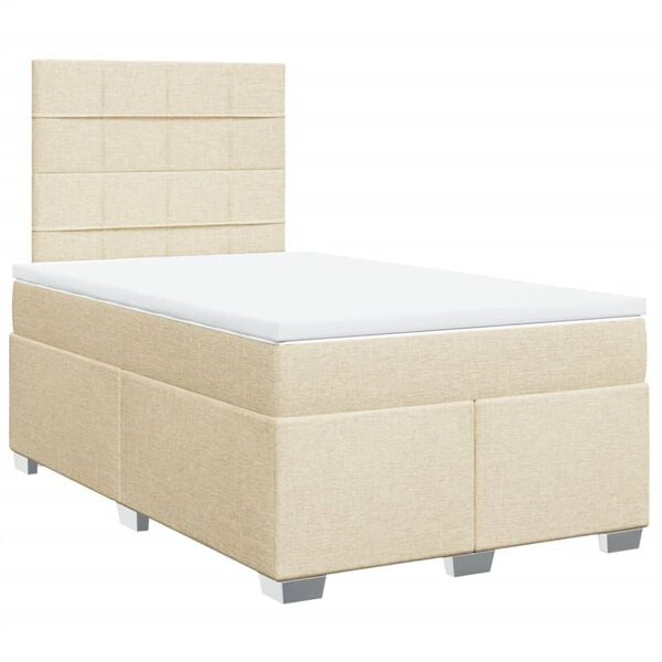 vidaXL Boxspring met matras stof cr&egrave;mekleurig 120x200 cm