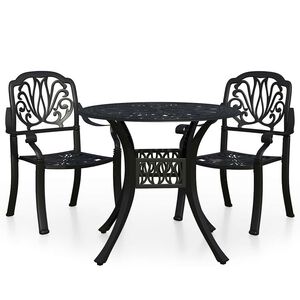 vidaXL 3-delige Bistroset gietaluminium zwart