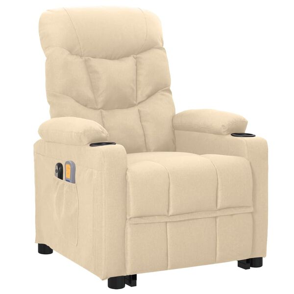 vidaXL Sta-op-massagestoel stof crèmekleurig