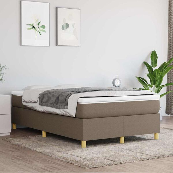 vidaXL Boxspring met matras stof taupe 120x190 cm