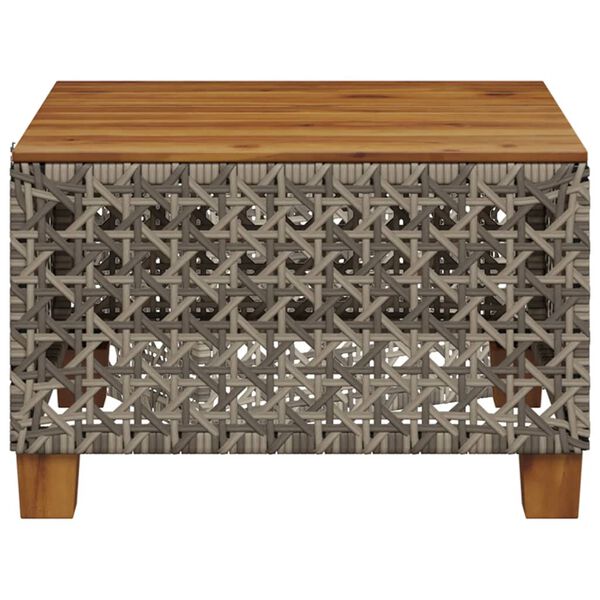 vidaXL Tuintafel 55x55x36 cm poly rattan en acaciahout grijs