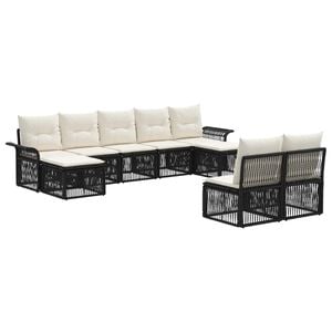 vidaXL Tuinbankenset 9 pcs Zwart poly rattan
