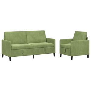 vidaXL Bankenset met opbergruimte 2 st Lichtgroen Polyester