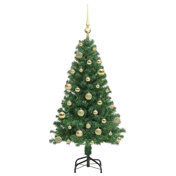 vidaXL Kunstkerstboom Groen 120 cm PVC en Staal en Kunststof