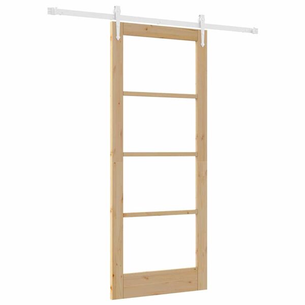 vidaXL Schuifdeur Naturel 83 x 202 cm Massief grenenhout en glas
