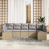 vidaXL Tuin Sofa Set met kussen 7 pcs Beige Poly Rattan