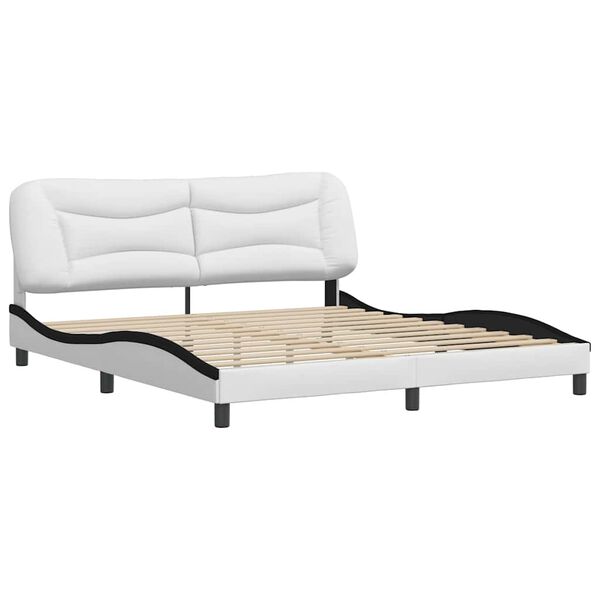 vidaXL Bedframe zonder matras "Hvar" kunstleer wit en zwart 180x200 cm