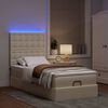 vidaXL Ottoman bed met matras en LED's 90x190cm stof cr&egrave;mekleurig