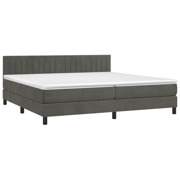 vidaXL Boxspring met matras en LED fluweel donkergrijs 200x200 cm