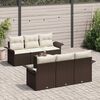 vidaXL Tuinbankenset met kussen 7 pcs Bruin en Crème poly rattan
