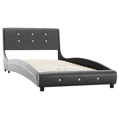 vidaXL Bed met matras kunstleer grijs 90x200 cm