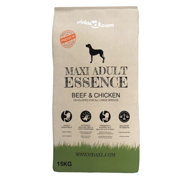 vidaXL Premium hondenvoer droog Maxi Adult Essence Beef & Chicken 15kg