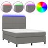 vidaXL Boxspring met matras en LED stof donkergrijs 140x190 cm