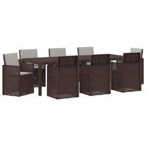 vidaXL Tuin eettafelset met kussen 9 pcs Bruin en lichtgrijs PP