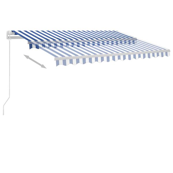 vidaXL Luifel handmatig uittrekbaar met LED 300x250 cm blauw en wit