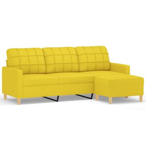 vidaXL Driezitsbank met voetenbank 180 cm stof lichtgeel