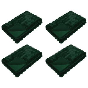 vidaXL Antislip deken van imitatie konijnenbont Olite 4 st Donkergroen
