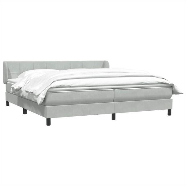 vidaXL Boxspringbed met matrassen 200x220 cm fluweel lichtgrijs
