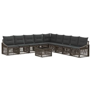 vidaXL Tuinbankenset 10 st 9-zits Grijs poly rattan