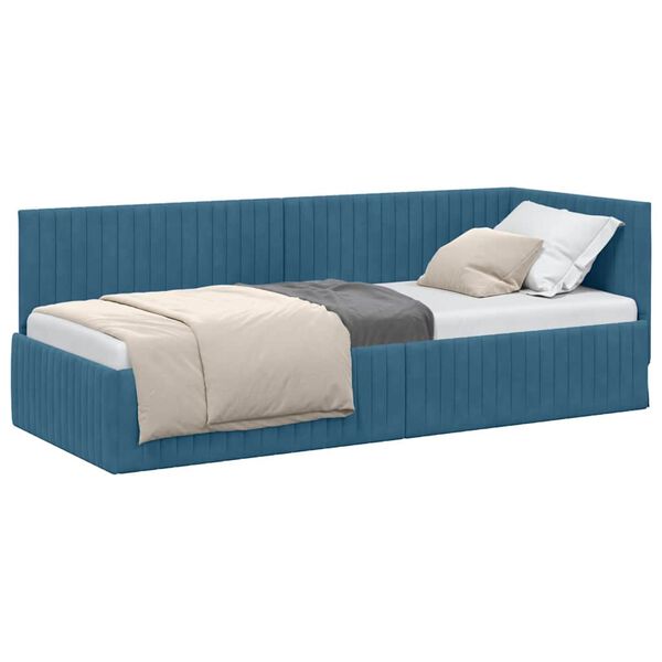 vidaXL Hoekbedframe met hoofdeinde Blauw 80 cm x 200 cm Fluweel
