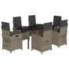 vidaXL 7-delige Tuinset met kussens poly rattan grijs