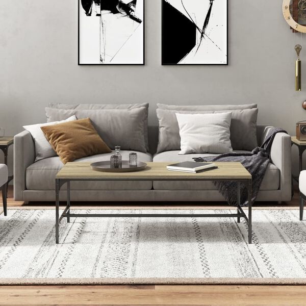 vidaXL Salontafel 80x50x35 cm bewerkt hout sonoma eikenkleurig