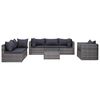 vidaXL 7-delige Loungeset met kussens poly rattan grijs