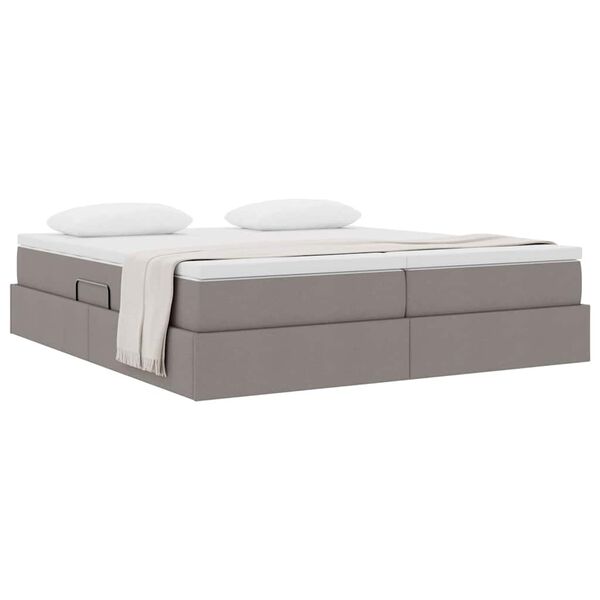 vidaXL Opbergbed met matras met matras Taupe 200 x 200 cm Polyester