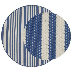 vidaXL Binnen- en buitenvloerkleed OLITE Naturel en marineblauw