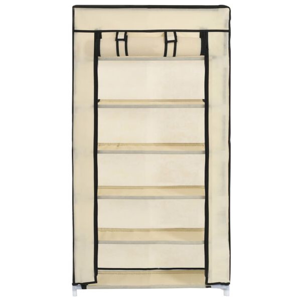 vidaXL Schoenenkast met hoes 58x28x106 cm stof crème