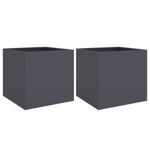 vidaXL Plantenbakken 2 st 49x47x46 cm staal antracietkleurig