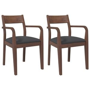 vidaXL Eetkamerstoelen met kussens 2 st massief hout rubber bruin
