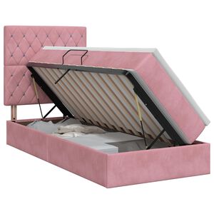 vidaXL Opslag bed met matras met hoofdeinde Roze 100 x 200 cm Fluweel
