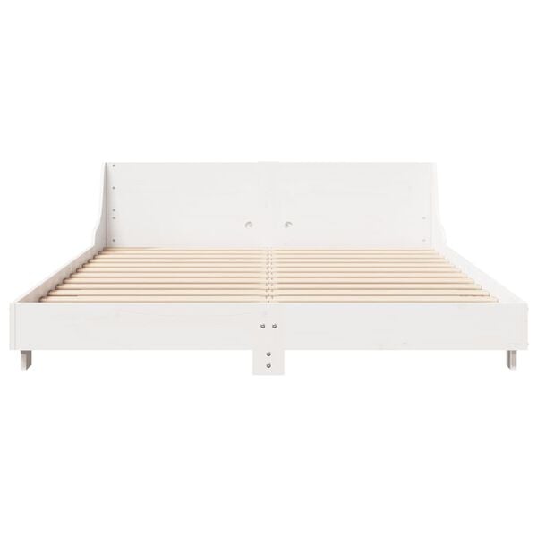 vidaXL Bedframe zonder matras massief grenenhout wit 140x200 cm