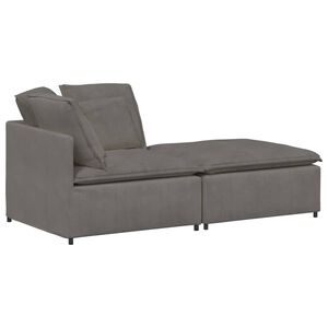 vidaXL Modulaire bank met voetenbank&kussens corduroy stof lichtgrijs