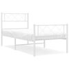 vidaXL Bedframe met hoofd- en voeteneinde metaal wit 107x203 cm