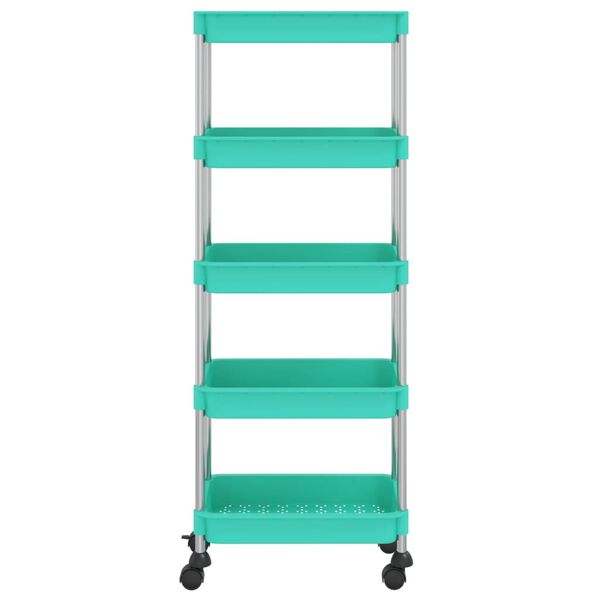 vidaXL Keukentrolley 5-laags 42x29x128 cm ijzer en ABS turquoise
