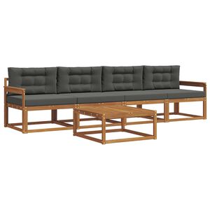 vidaXL Buiten bankenset met kussen 5 pcs Natuurlijk en Antraciet