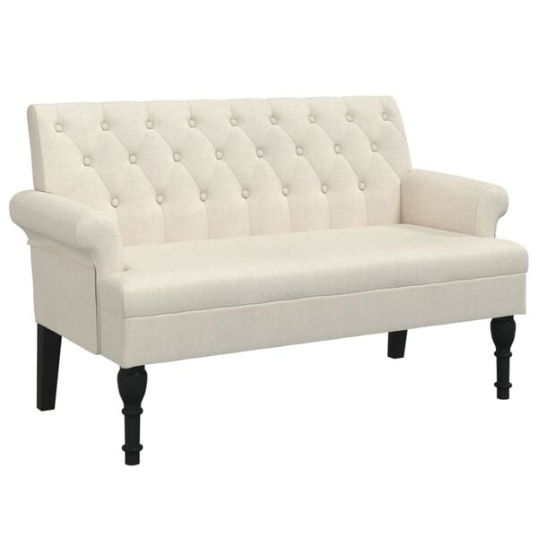 vidaXL Bankje met rugleuning 120x62x75,5 cm linnen