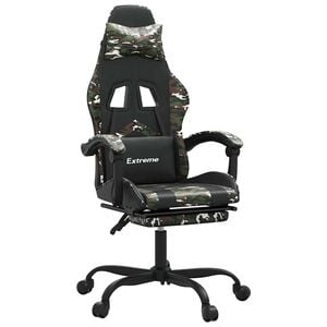 vidaXL Gamestoel met voetensteun kunstleer zwart en camouflage