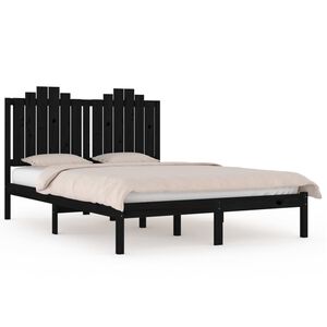 vidaXL Bedframe massief grenenhout zwart 140x190 cm